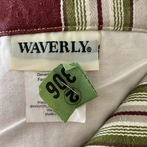 Waverly Pair Of 2 Striped Ascot Valances Curtains Lined - Picture 6 of 6